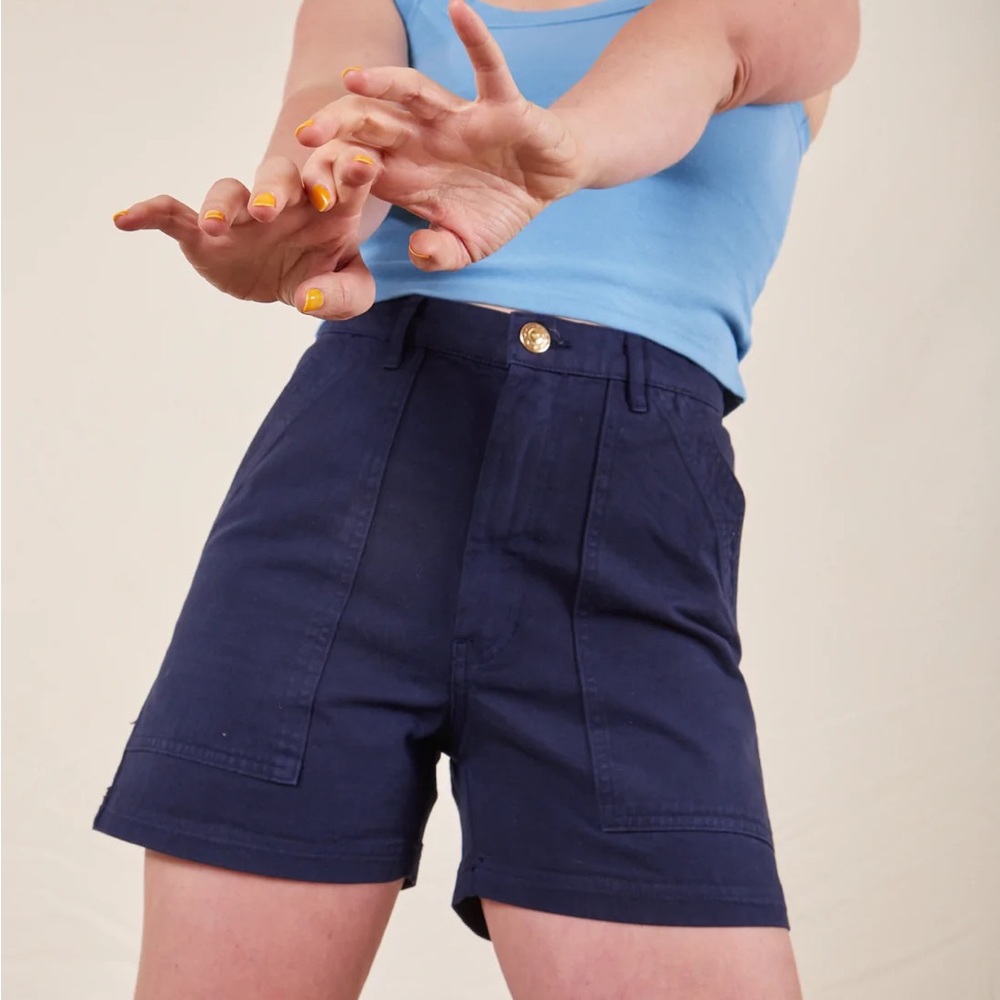 big bud press navy blue work shorts large brand new